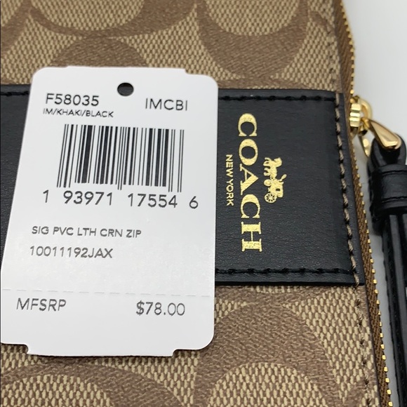 COACH Corner Zip Wristlet In Signature Canvas - Picture 8 of 8